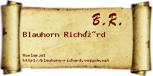 Blauhorn Richárd névjegykártya